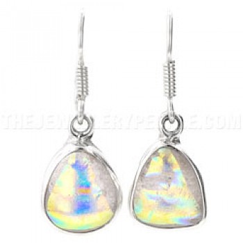 Gold Glow Dichroic Glow-Glass & Silver Drop Earrings