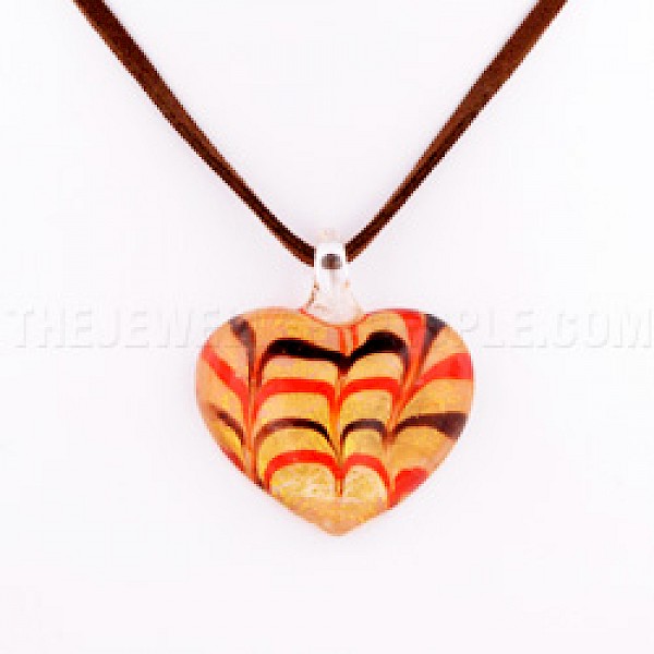 Gold Heart Dichroic Glass Pendant - GL108