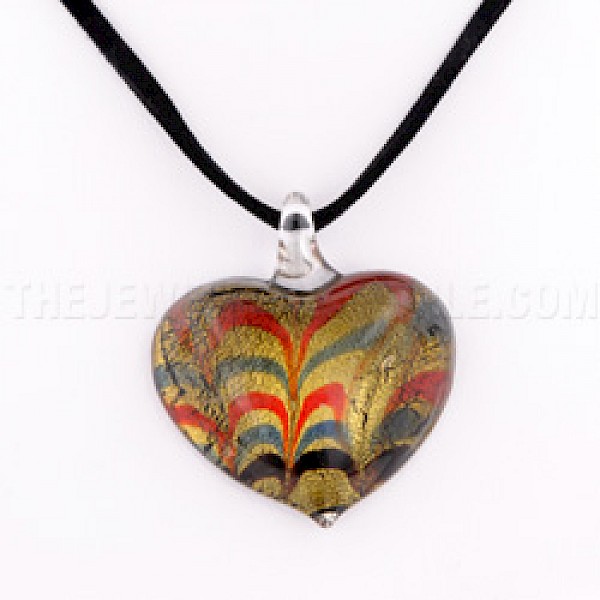 Gold Multi Heart Dichroic Glass Pendant - GLS109