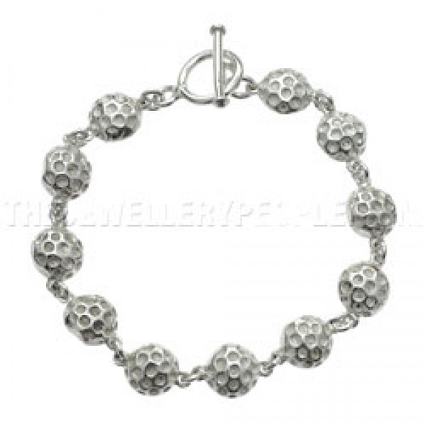 Golf Balls Silver Bracelet - Half Balls - ST025