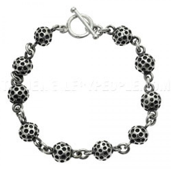Golf Balls Silver Bracelet - Heavy