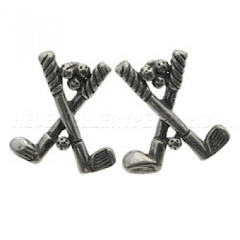 Golf Clubs Silver Earrings