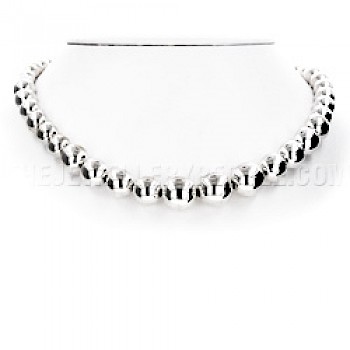 Graduating Beads Silver Necklace - 18" long