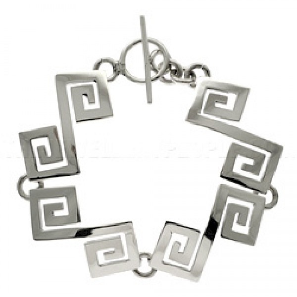 Greek Key Link Silver Bracelet