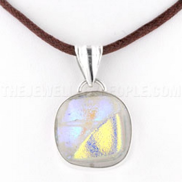 Green & Yellow Dichroic Glow-Glass & Silver Window Pendant - GG018