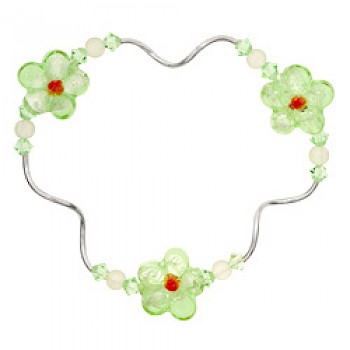 Green Flower Glass Beads Bracelet
