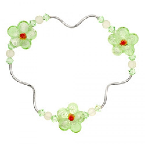 Green Flower Glass Beads Bracelet