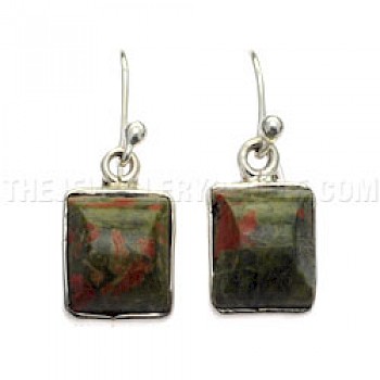 Green Jasper & Silver Earrings