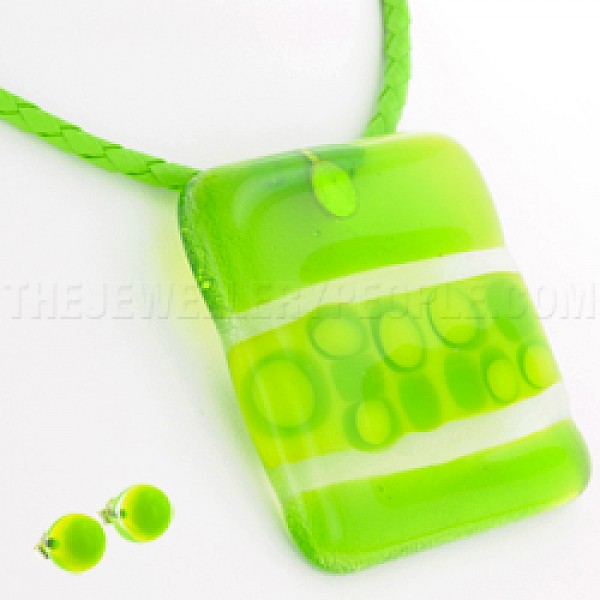 Green Stripe Glass Jewellery Gift Set
