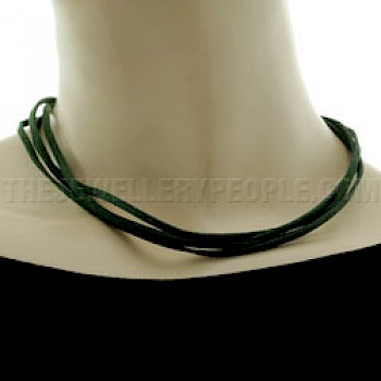 Green Suede Necklace - Four Strands