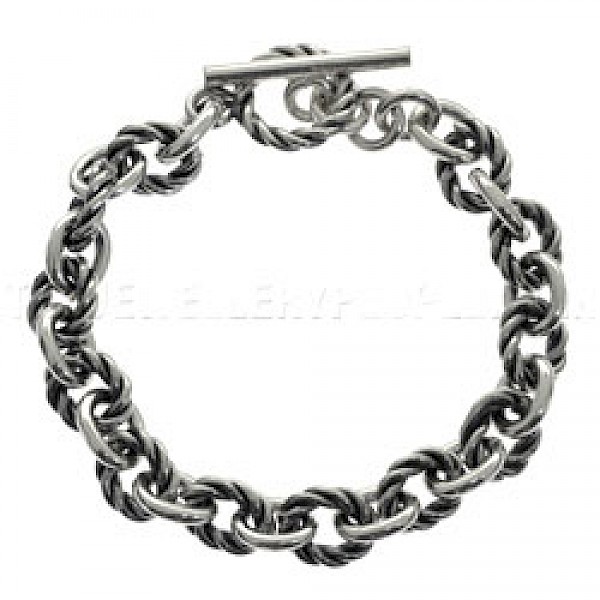 Half Twisted & Oxidised Silver Chain Bracelet