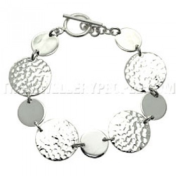 Hammered & Polished Circle Silver Bracelet