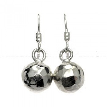 Hammered Bauble Silver Earrings - 10mm