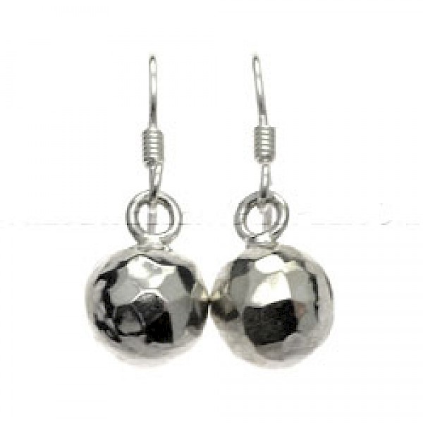 Hammered Bauble Silver Earrings - 10mm