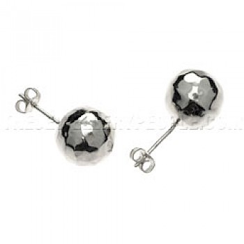Hammered Bead Silver Stud Earrings - 12mm