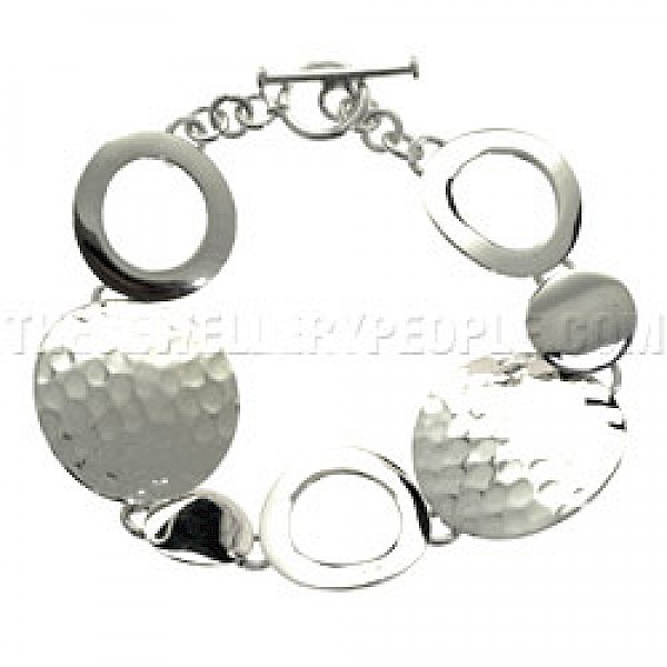 Hammered Circles Silver Bracelet
