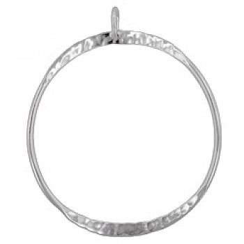Hammered Curved Round Silver Pendant - PT653