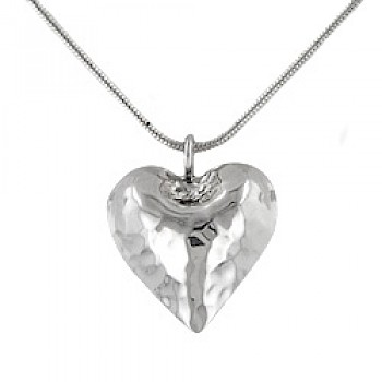 Hammered Hollow Heart Pendant - PT554