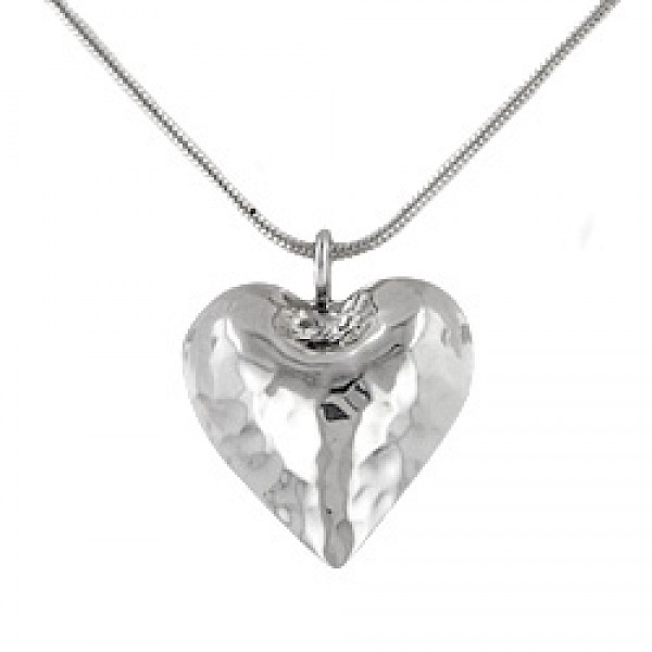 Hammered Hollow Heart Pendant - PT554