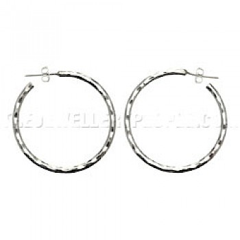 Hammered Extra Large Hoop Earrings - 65mm Wide - ES362