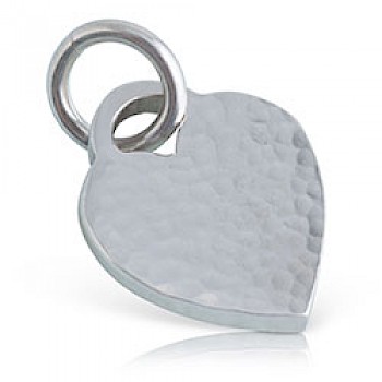 Hammered Lock Heart Silver Pendant - 20mm - PT333