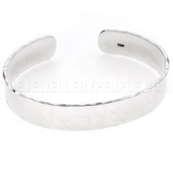 Hammered Open Silver Bangle - 10mm Wide