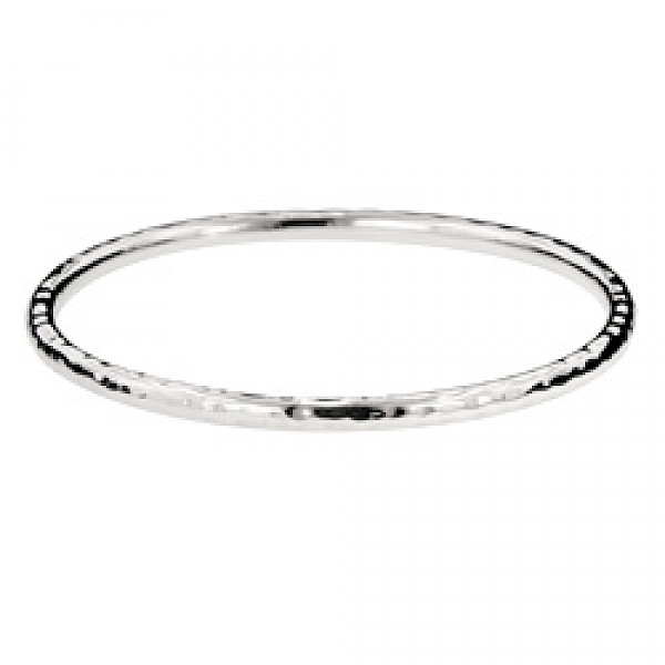 Hammered Oval Bangle - 4mm