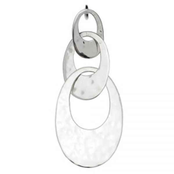Hammered Oval Cut-Out Silver Pendant - PT324