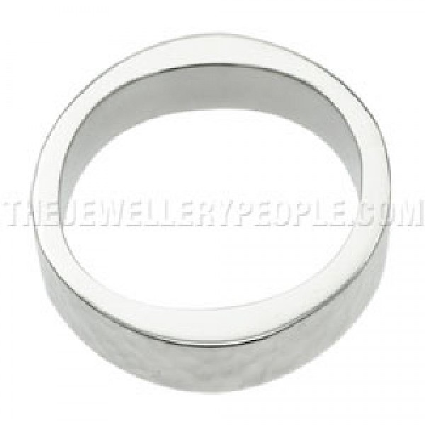 Hammered Oval Silver Bangle - 11mm Wide