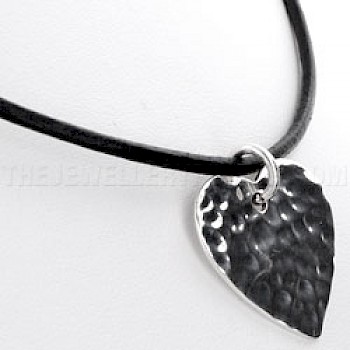 Hammered Silver Heart Pendant - PT040