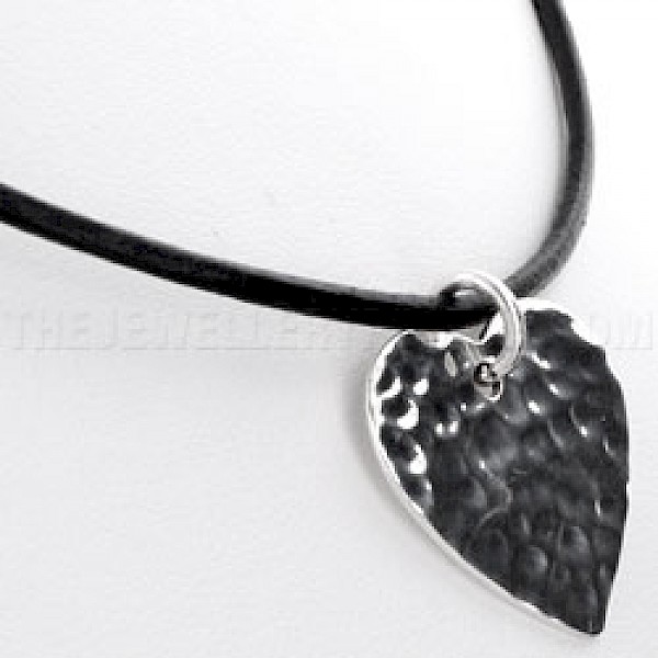 Hammered Silver Heart Pendant - PT040