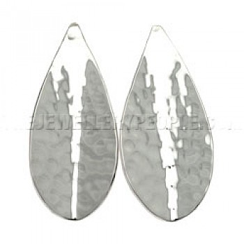 Hammered Petals Silver Earrings - 40mm Long