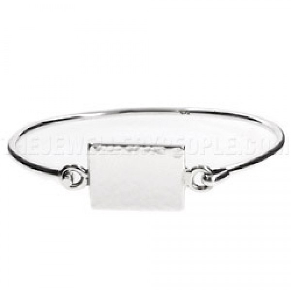 Hammered Rectangle Catch Silver Bangle