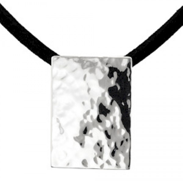 Hammered Rectangle Pendant with Suede Necklace - PT470