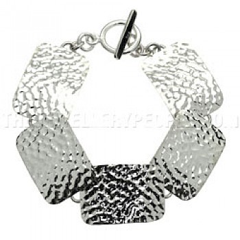 Hammered Rectangles Silver Bracelet