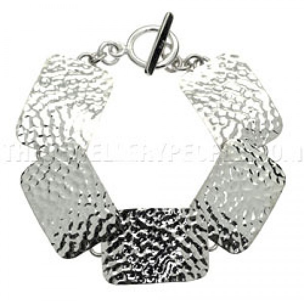 Hammered Rectangles Silver Bracelet