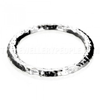 Hammered Round Silver Bangle - 10mm Wide - SB031A