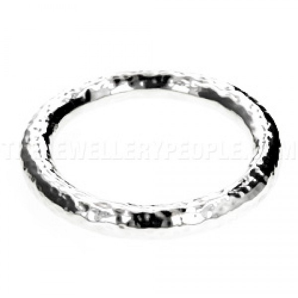 Hammered Round Silver Bangle - 10mm Wide - SB031A
