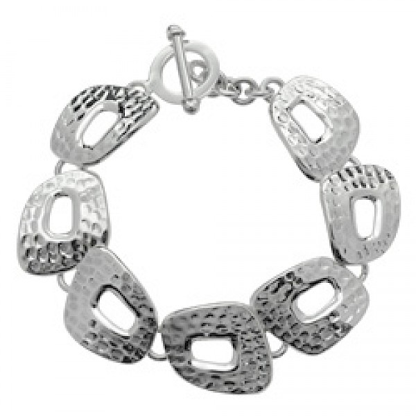 Hammered Silver Abstract Squares Bracelet