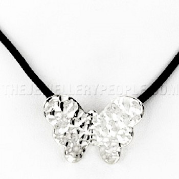 Hammered Silver Butterfly Pendant - PT961