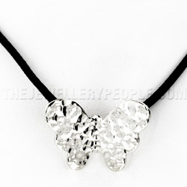 Hammered Silver Butterfly Pendant - PT961