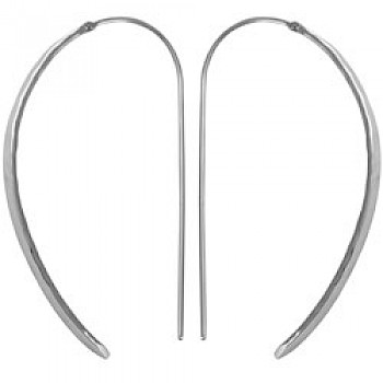 Hammered Silver Curved Earrings - 55mm Long - ES880