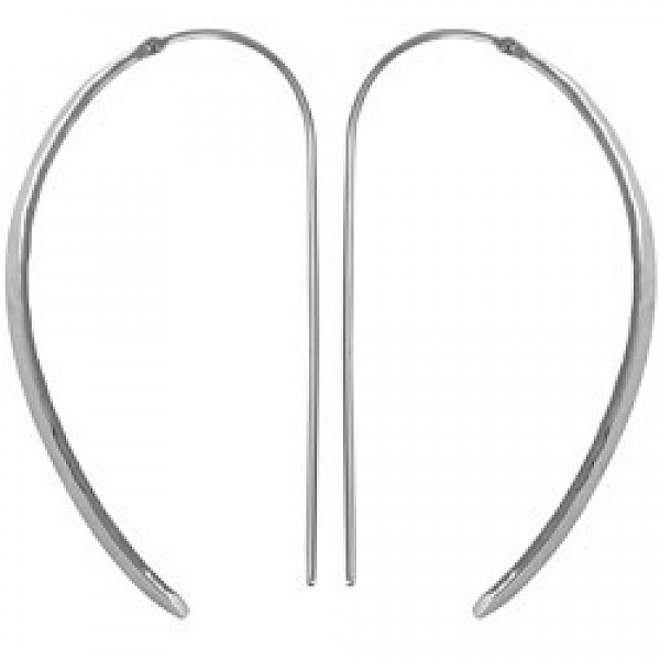 Hammered Silver Curved Earrings - 55mm Long - ES880