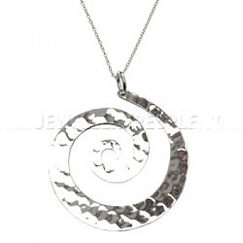 Hammered Silver Spiral Pendant - PT194