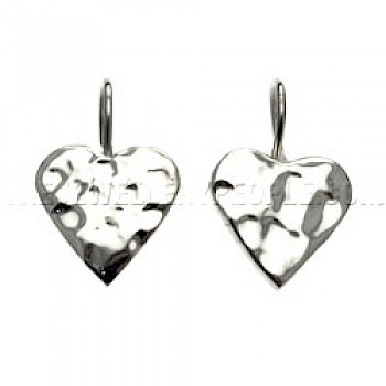 Hammered Sweet Heart Earrings - 15mm Wide