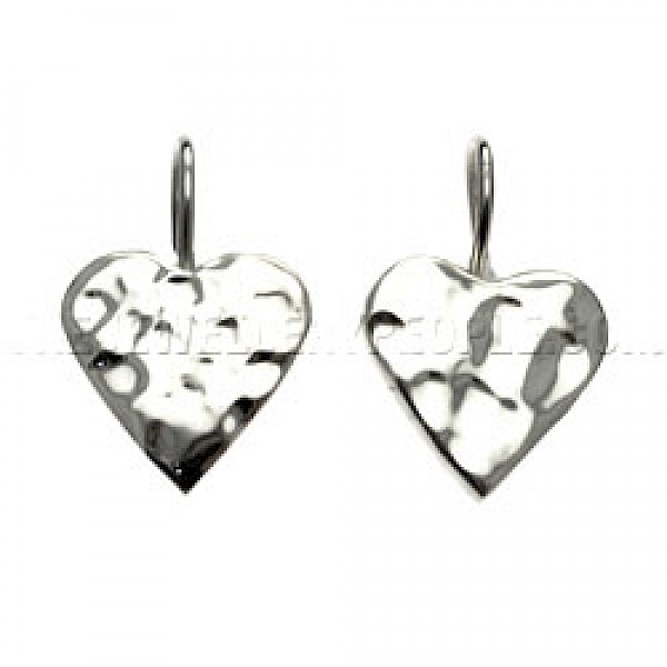 Hammered Sweet Heart Earrings - 15mm Wide