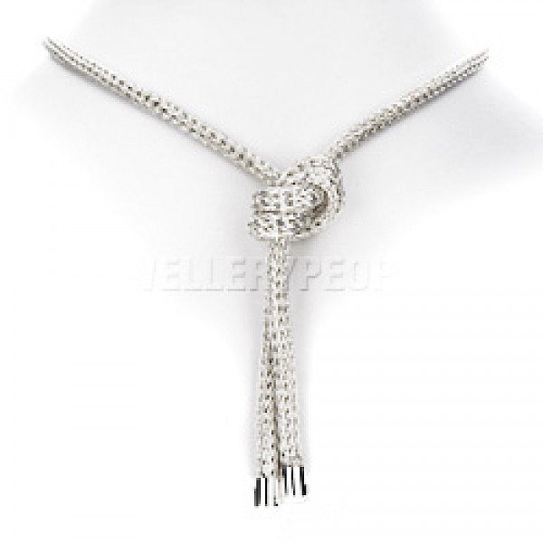 Hand Knitted Silver Necklace