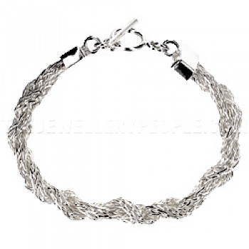 Hand-Knotted Crossover Silver Rope Bracelet