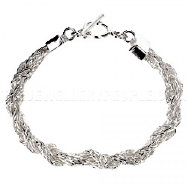 Hand-Knotted Crossover Silver Rope Bracelet