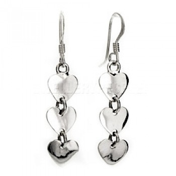 Heart Chain Silver Earrings